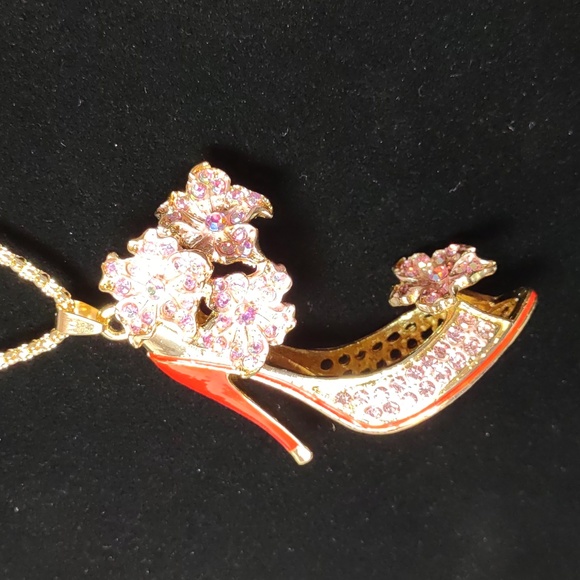Betsy Johnson Crystal Embellished High Heel Shoe Necklace - Picture 3 of 10